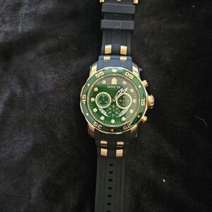 Invicta Pro Diver #6984 Green Dial Gold-Tone Chronograph Watch